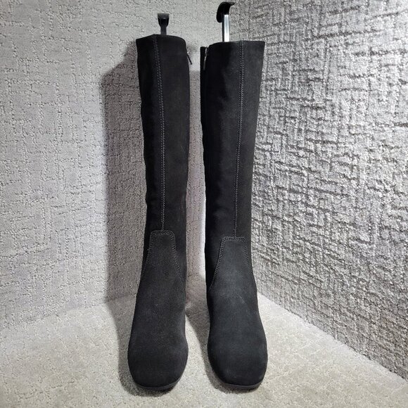 La Canadienne Jennifer Women's Size 8.5 WW US Black Suede Zipper Knee-High Boots - Picture 2 of 12